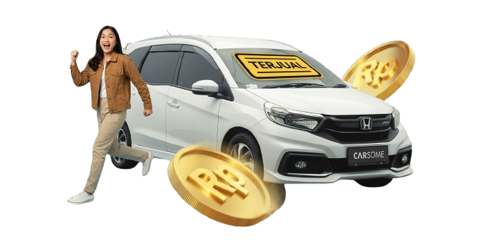Ilustrasi jual beli mobil dengan koin rupiah